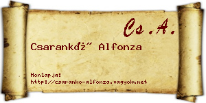 Csarankó Alfonza névjegykártya